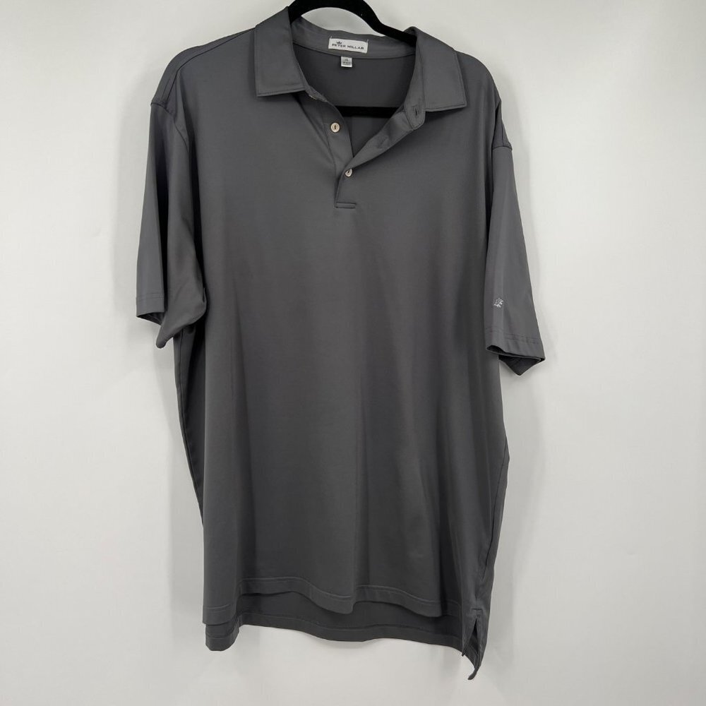 Peter Millar Mens Golf Polo Shirt Athletic Grey Size XL extra Large Short Sleeve